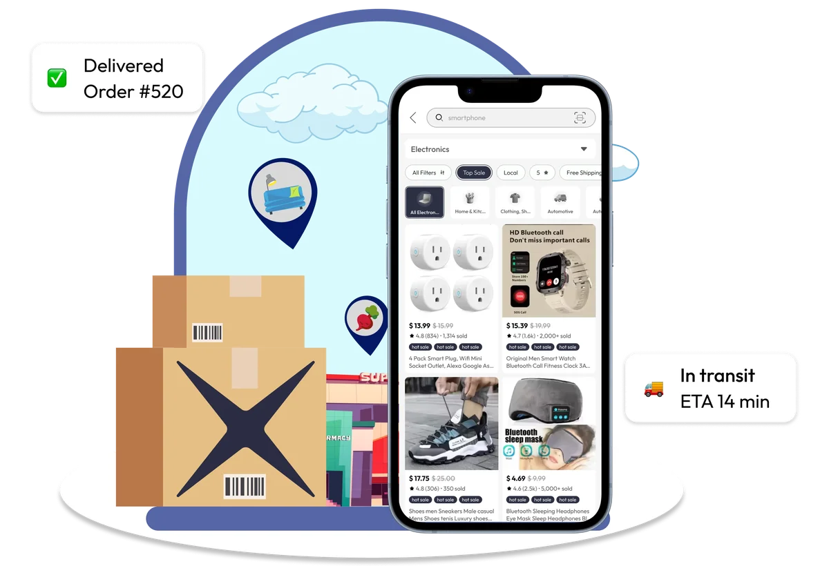 StoreX consumer app mobile interface